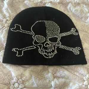 Rhinestone skull and crossbones beanie